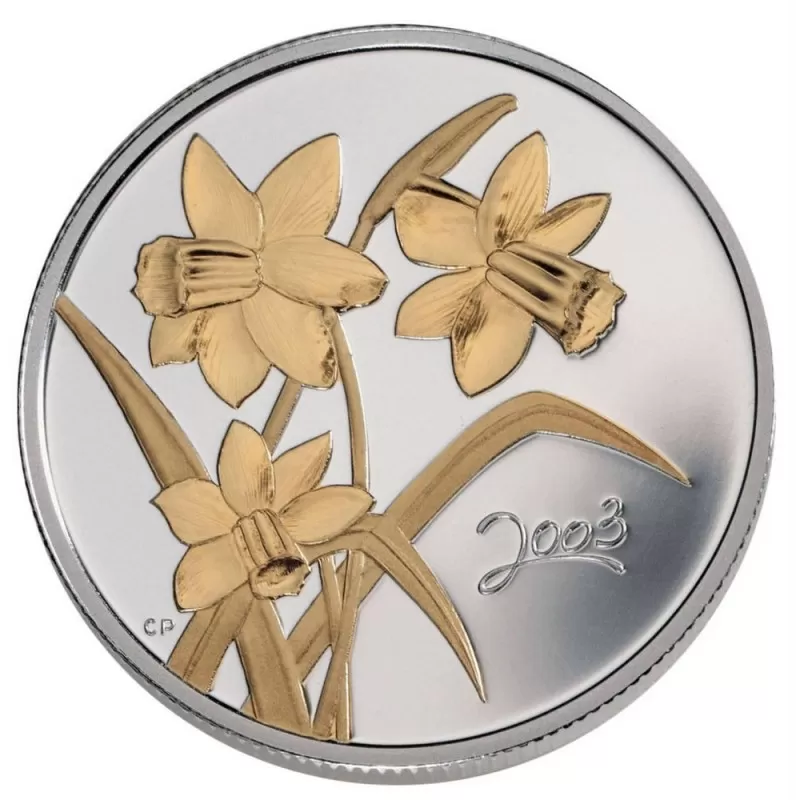 2003 Canadian 50-Cent Golden Daffodil Sterling Silver Gold-plated